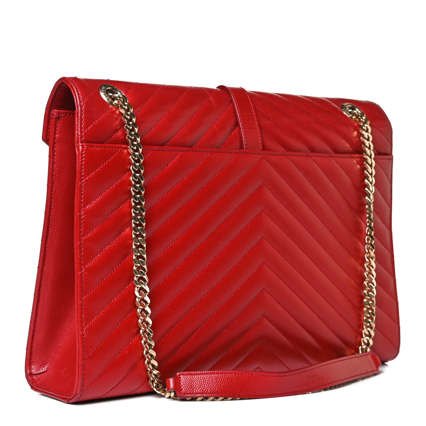 Grain De Poudre Matelasse Chevron Large Monogram Satchel Lipstick Red