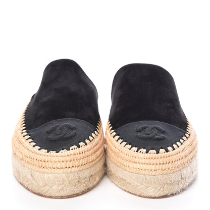 Chanel Suede Grosgrain CC Espadrille Mules 38 Black 2 of 8