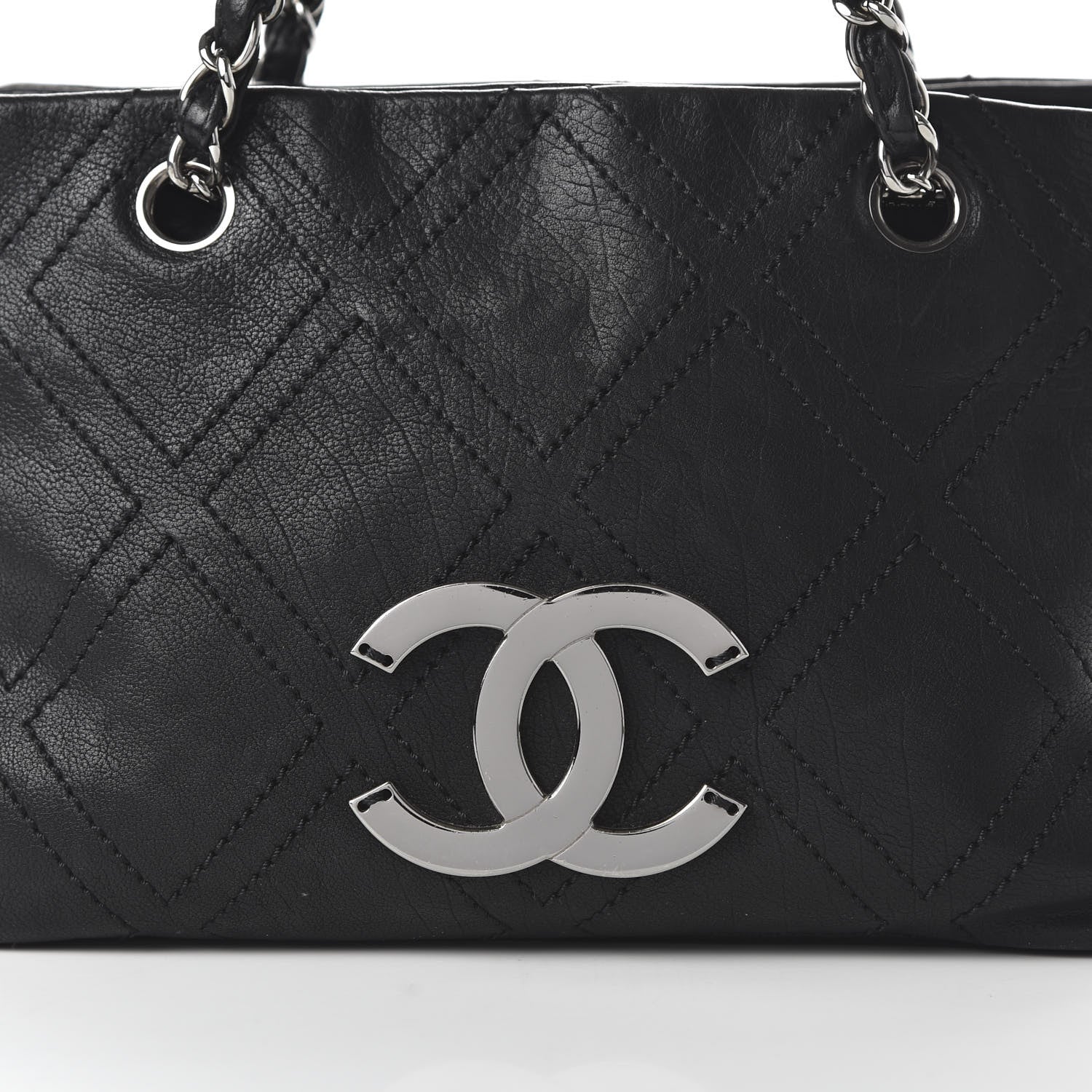 Chanel Calfskin Diamond Stitch Tote Black 10 of 10