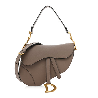 Christian Dior Grained Calfskin Saddle Bag With Strap Taupe 1 of 10