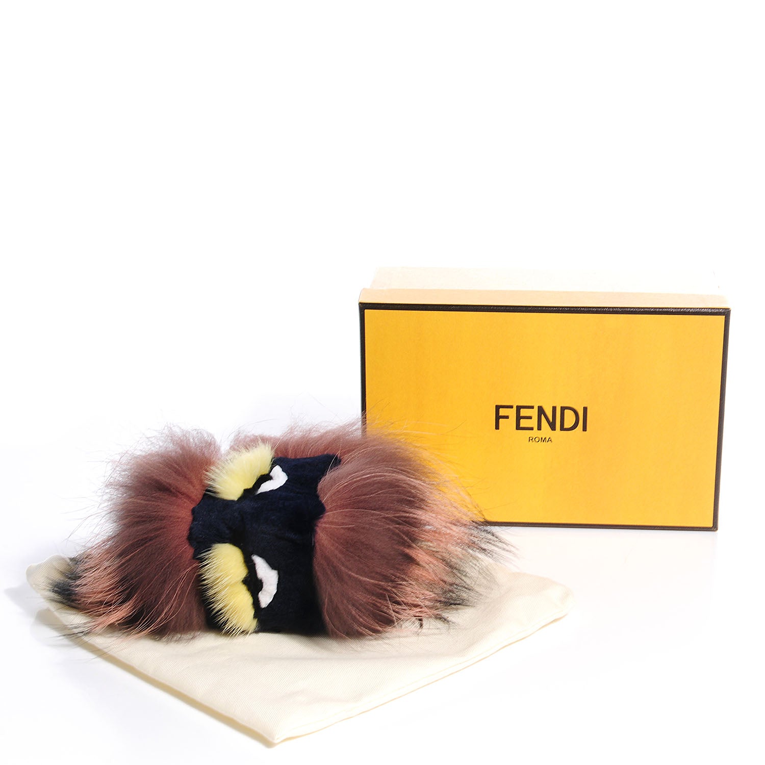 Fendi Fox Mink Rabbit Fur Vitello Flamingo Archy Monster Bag Bug Charm Cipria Multicolor Black 6 of 6