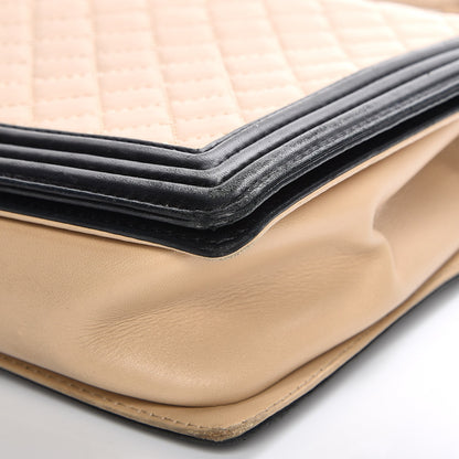 Chanel Lambskin Quilted Large Boy Flap Beige Black 14 of 20
