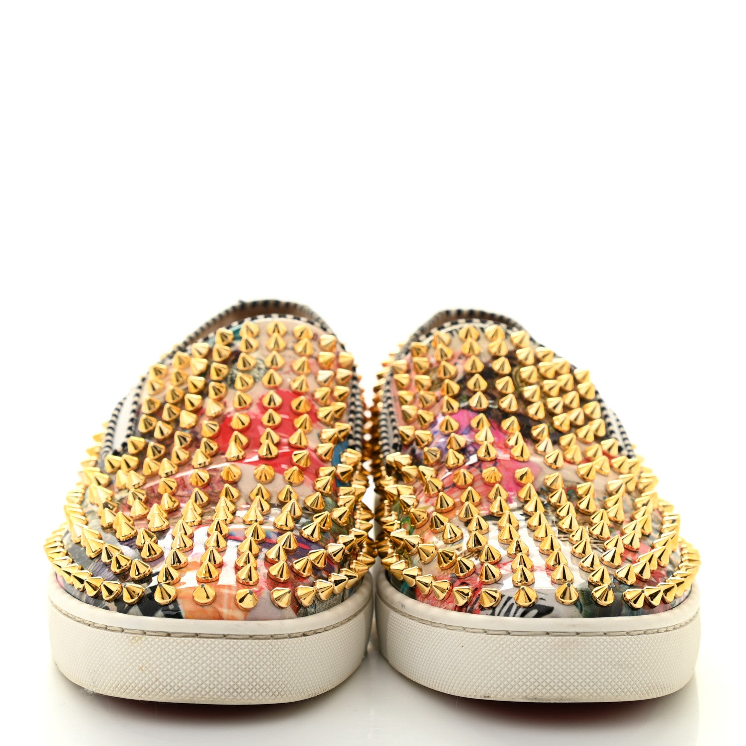Christian Louboutin Patent Womens Spikes Pik Boat Flats 39.5 Multicolor 2 of 13