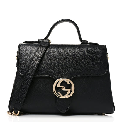 Gucci Dollar Calfskin Interlocking G Top Handle Shoulder Bag Black 1 of 10