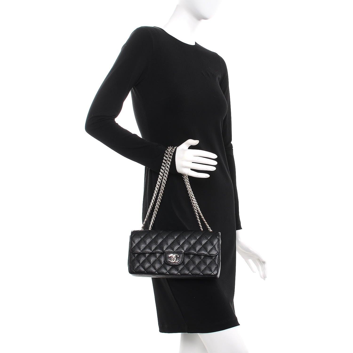 Chanel Caviar Quilted East West Flap Bijoux Chain Black 2 of 9
