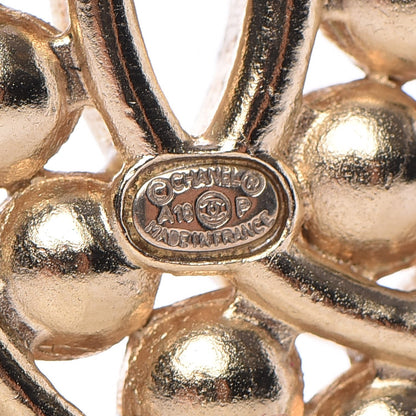 Chanel Pearl Crystal Baguette CC Brooch Gold 4 of 5