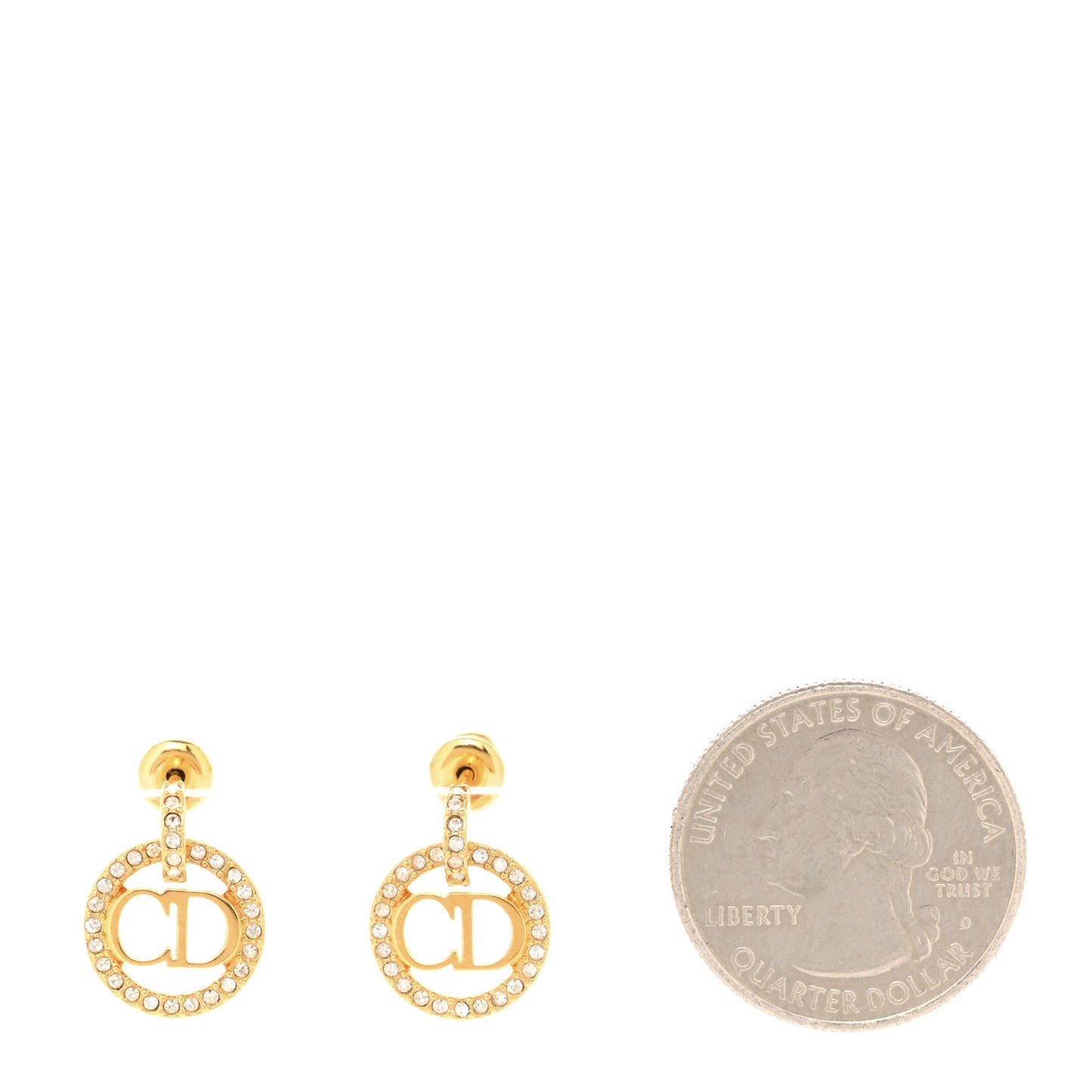 Metal Crystal Petit CD Earrings Gold