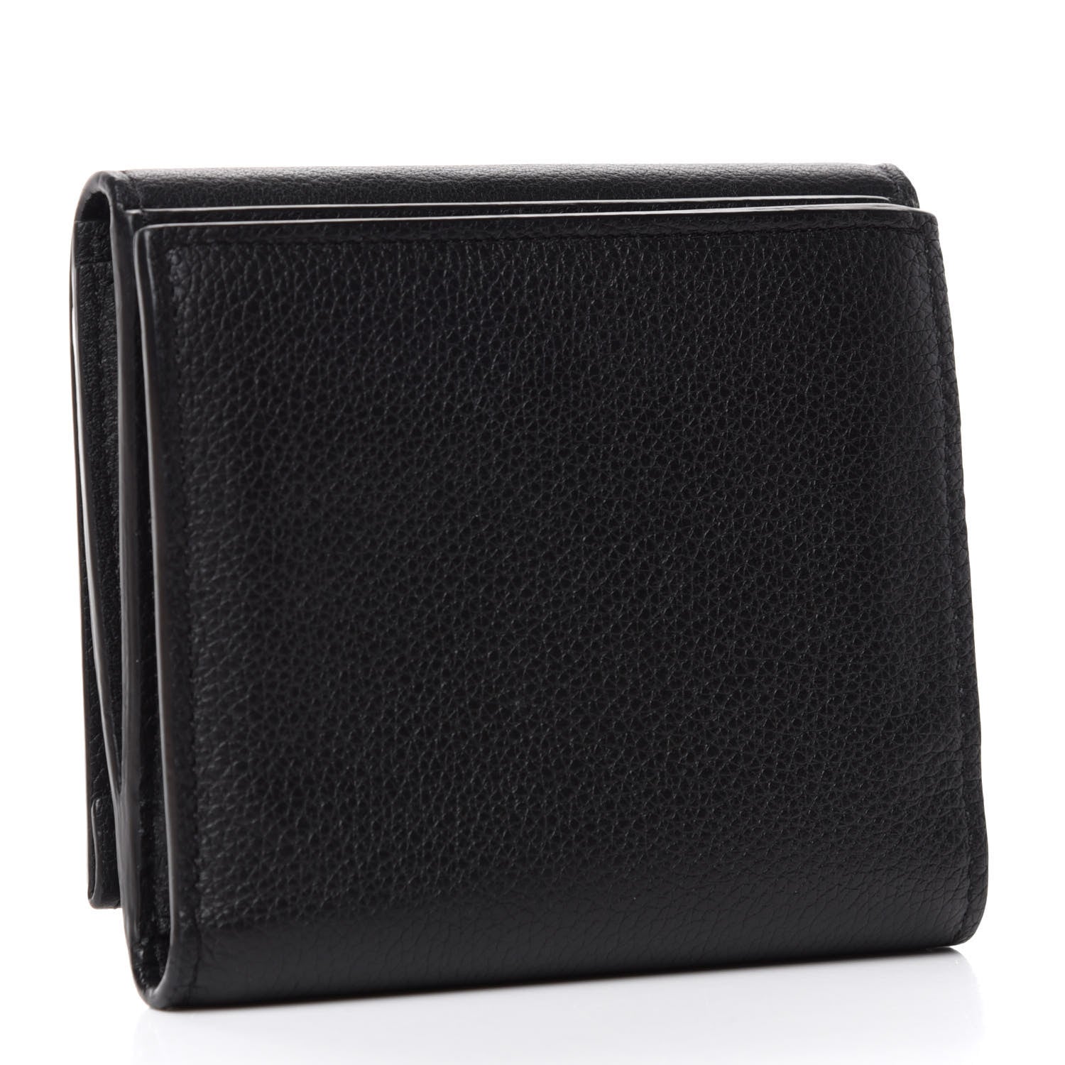 Louis Vuitton Calfskin LockMe II Compact Wallet Black 3 of 8