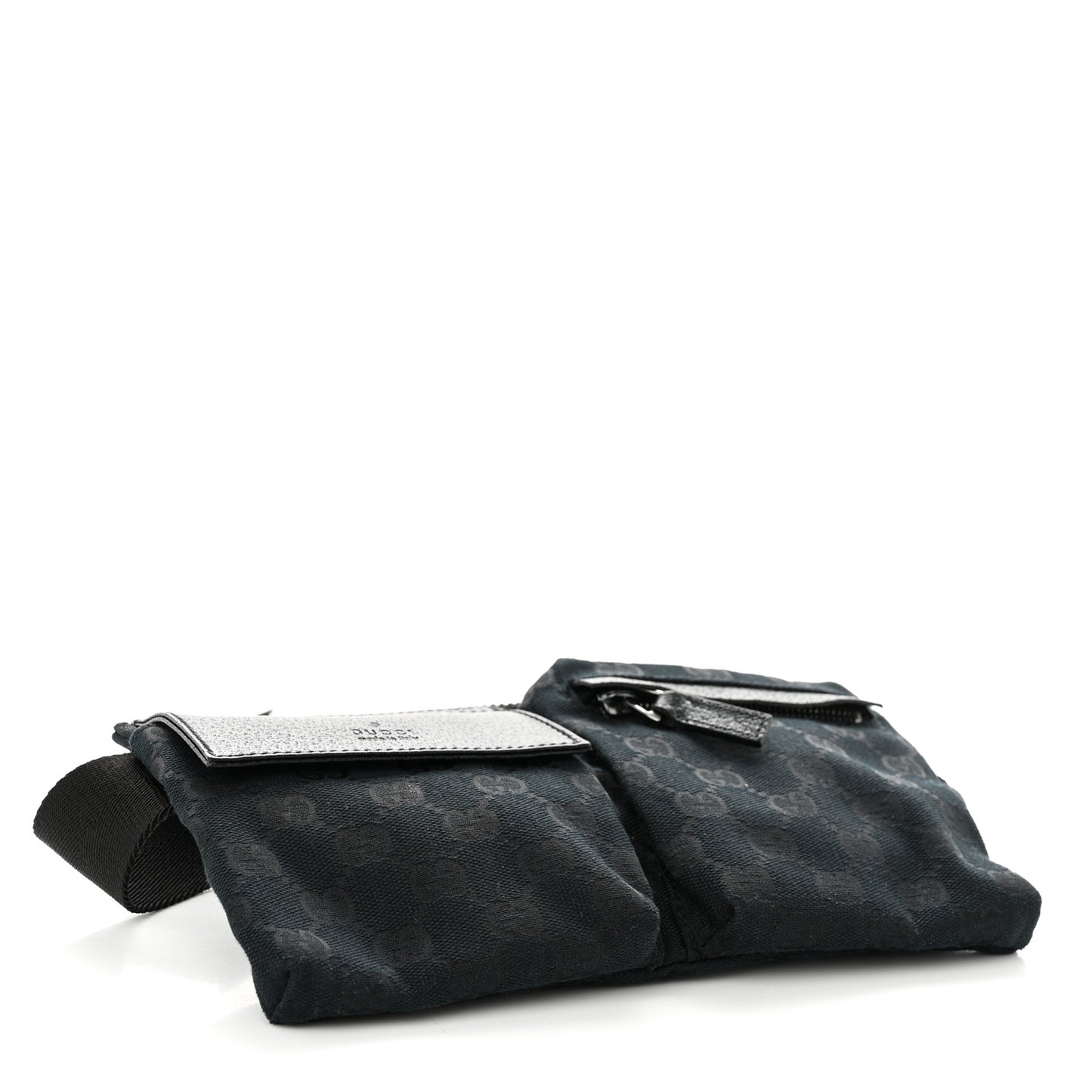 GG Monogram Double Pocket Belt Bag Black