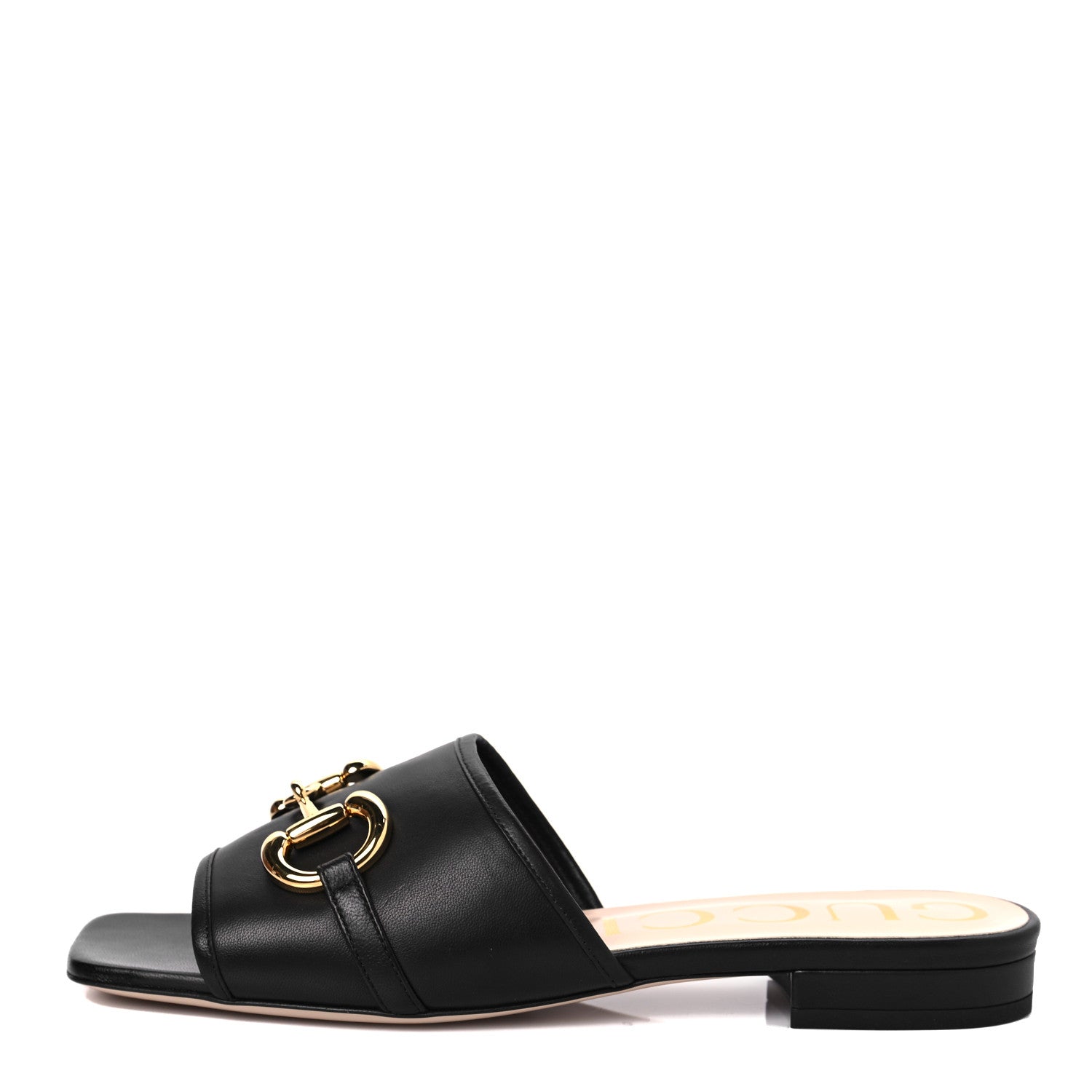 Gucci Nappa Horsebit Flat Slide Sandals 38 Black 1 of 8