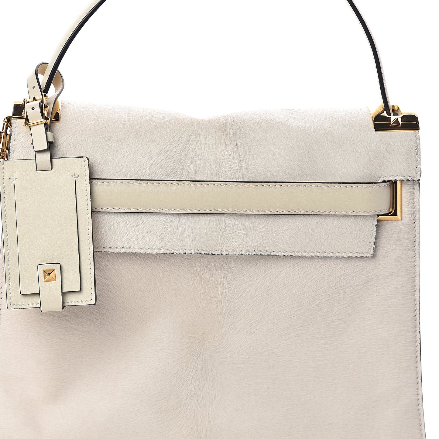 Calf Hair My Rockstud Frame Bag Light Ivory