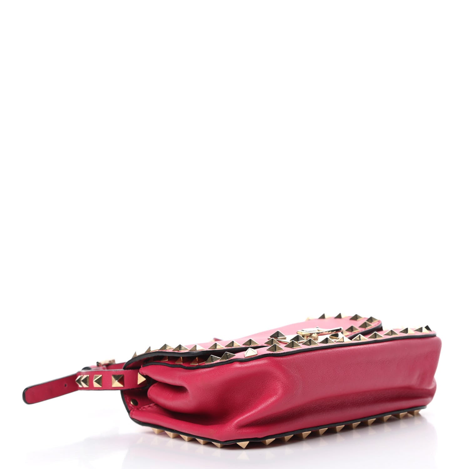 Valentino Garavani Vitello Mini Rockstud Flap Saddle Crossbody Bag Cyclamin 4 of 15