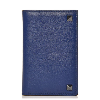 Valentino Garavani Vitello Rockstud Bi-Fold Wallet Blue 1 of 9