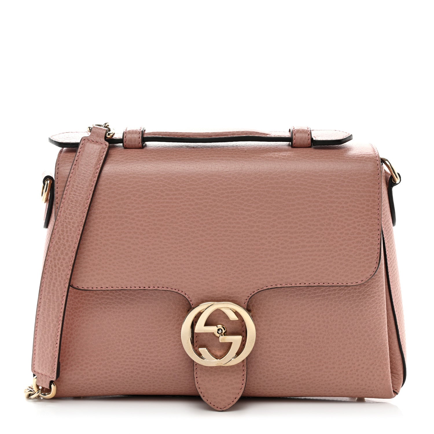 Gucci Dollar Calfskin Interlocking G Top Handle Shoulder Bag Soft Pink 1 of 12