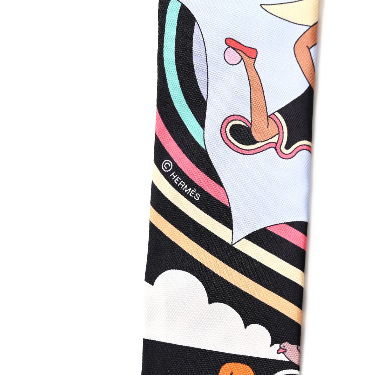 Silk Carres Volants Twilly Black Ciel Multicolor