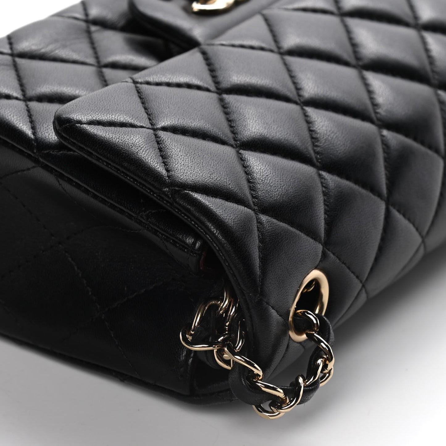 Lambskin Quilted Mini Rectangular Flap Black