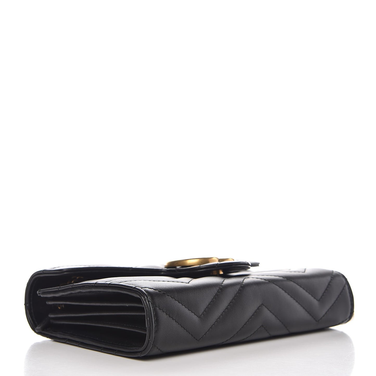 Calfskin Matelasse GG Marmont Chain Wallet Black