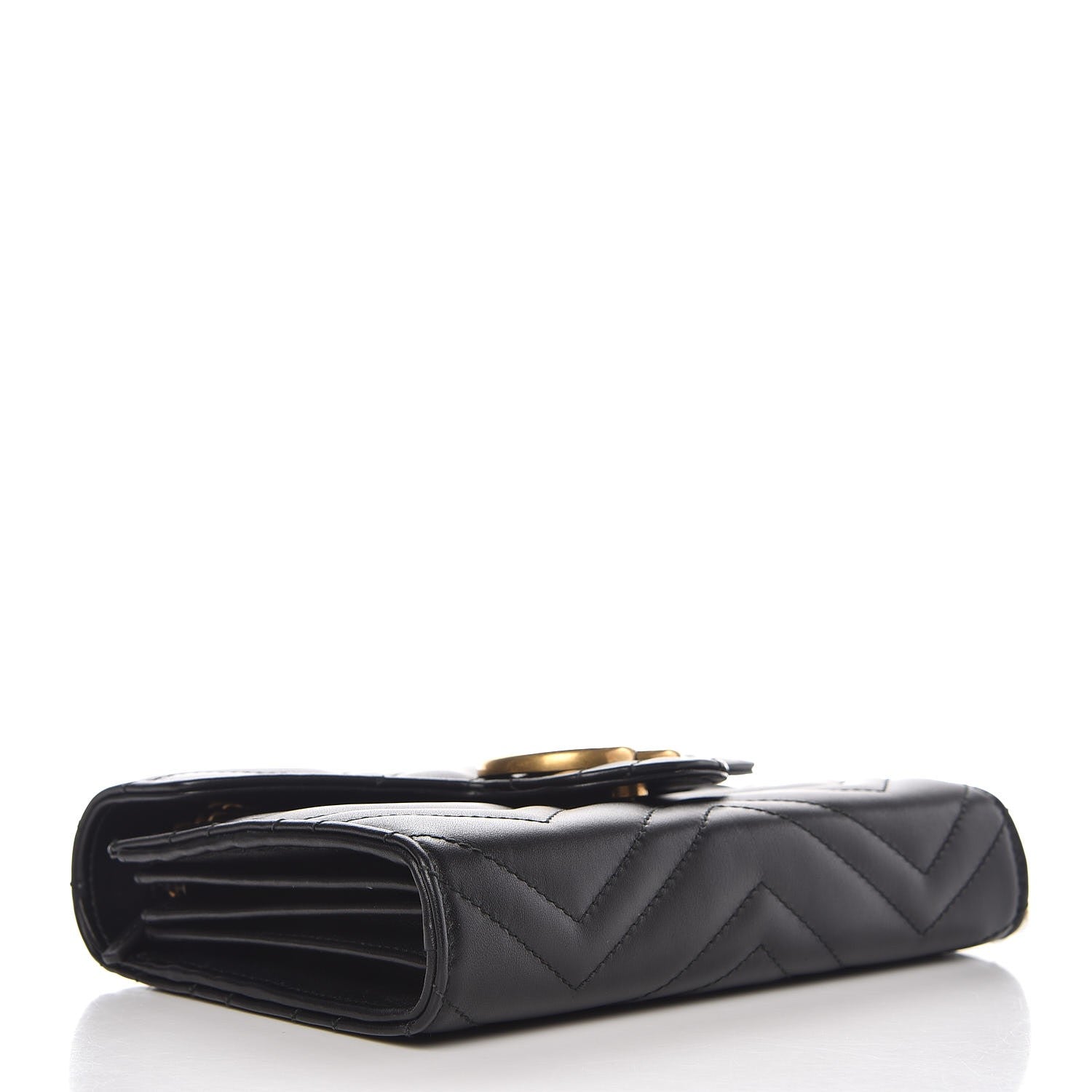 Gucci Calfskin Matelasse GG Marmont Chain Wallet Black 4 of 7