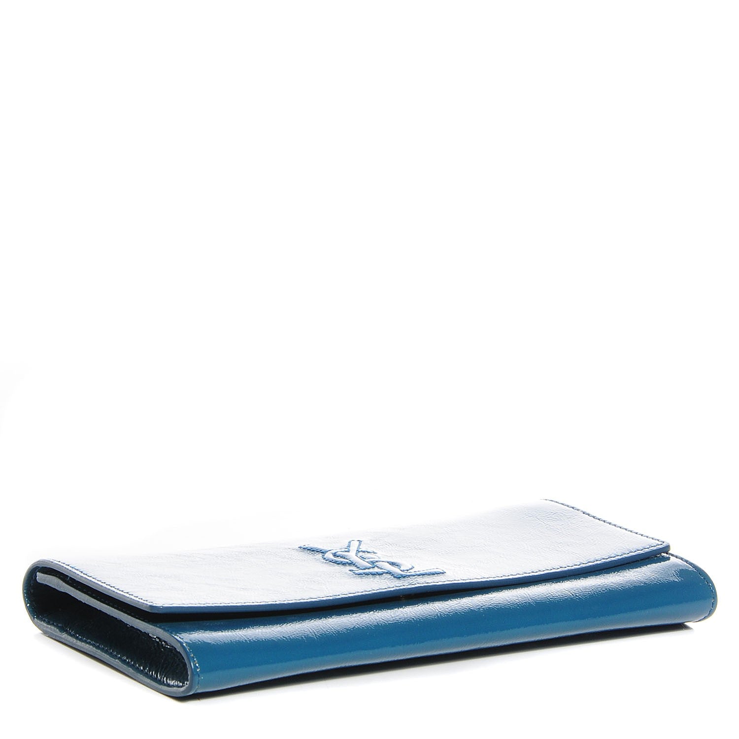 Saint Laurent Textured Patent Small Belle de Jour Clutch Blue 4 of 7