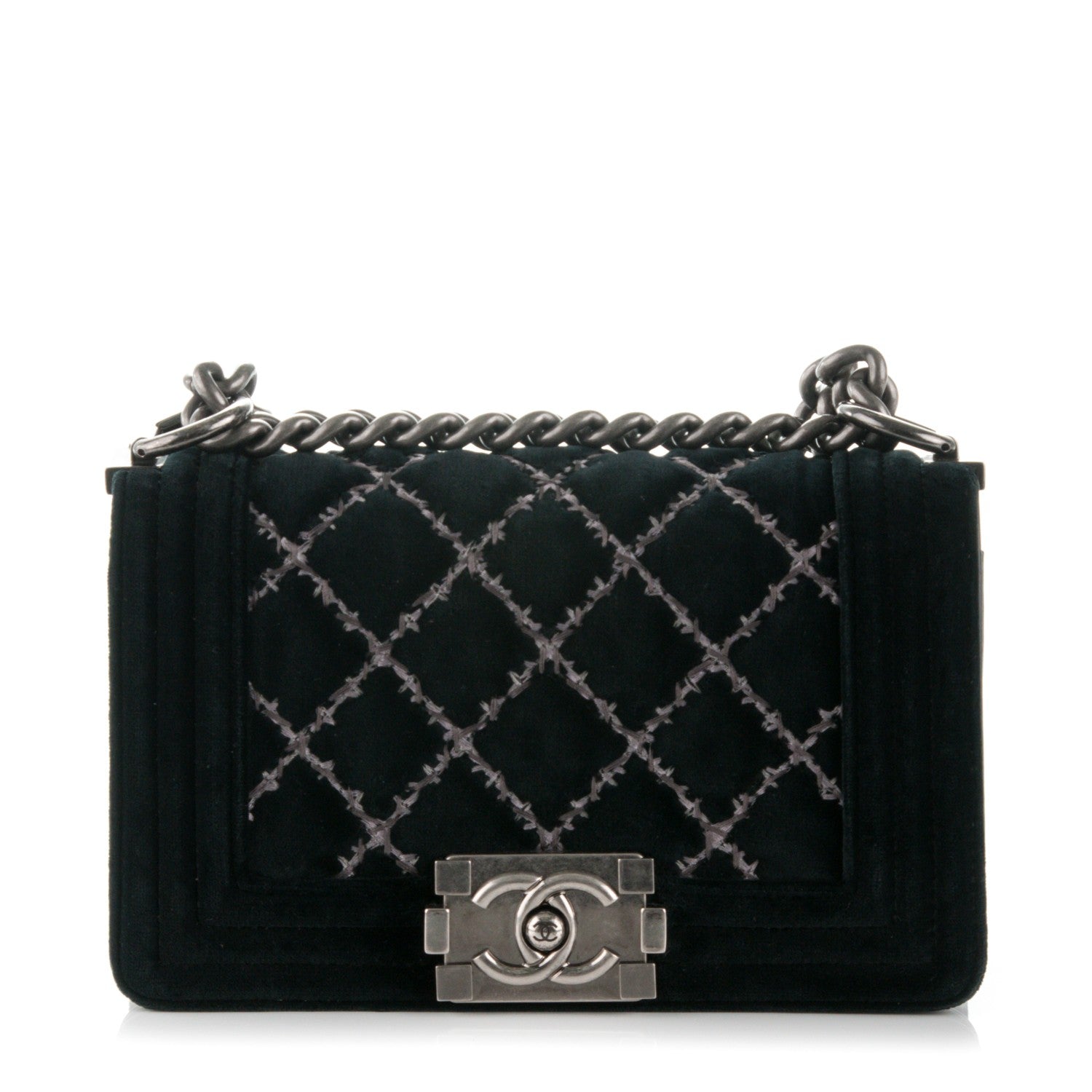 Chanel Velvet Quilted Small Boy Flap Black 1 of 8