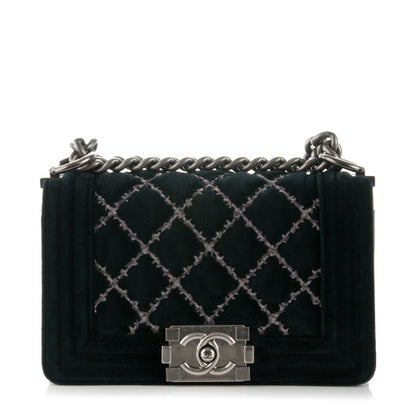 Chanel Velvet Quilted Small Boy Flap Black 1 of 8