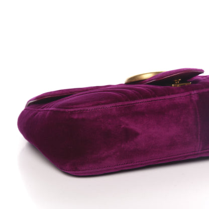 Gucci Velvet Matelasse Medium GG Marmont Shoulder Bag Fuchsia Violet Cyclamen 10 of 11