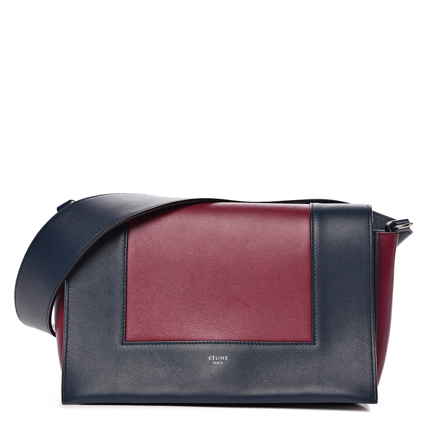 Shiny Smooth Calfskin Medium Frame Shoulder Bag Steel Blue Plum