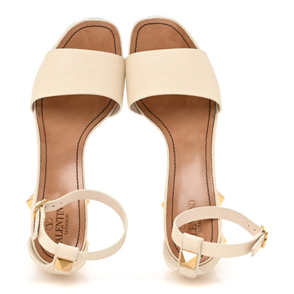 Valentino Garavani Grained Calfskin Roman Stud Ankle Strap 75mm Sandals 40 Light Ivory 3 of 11