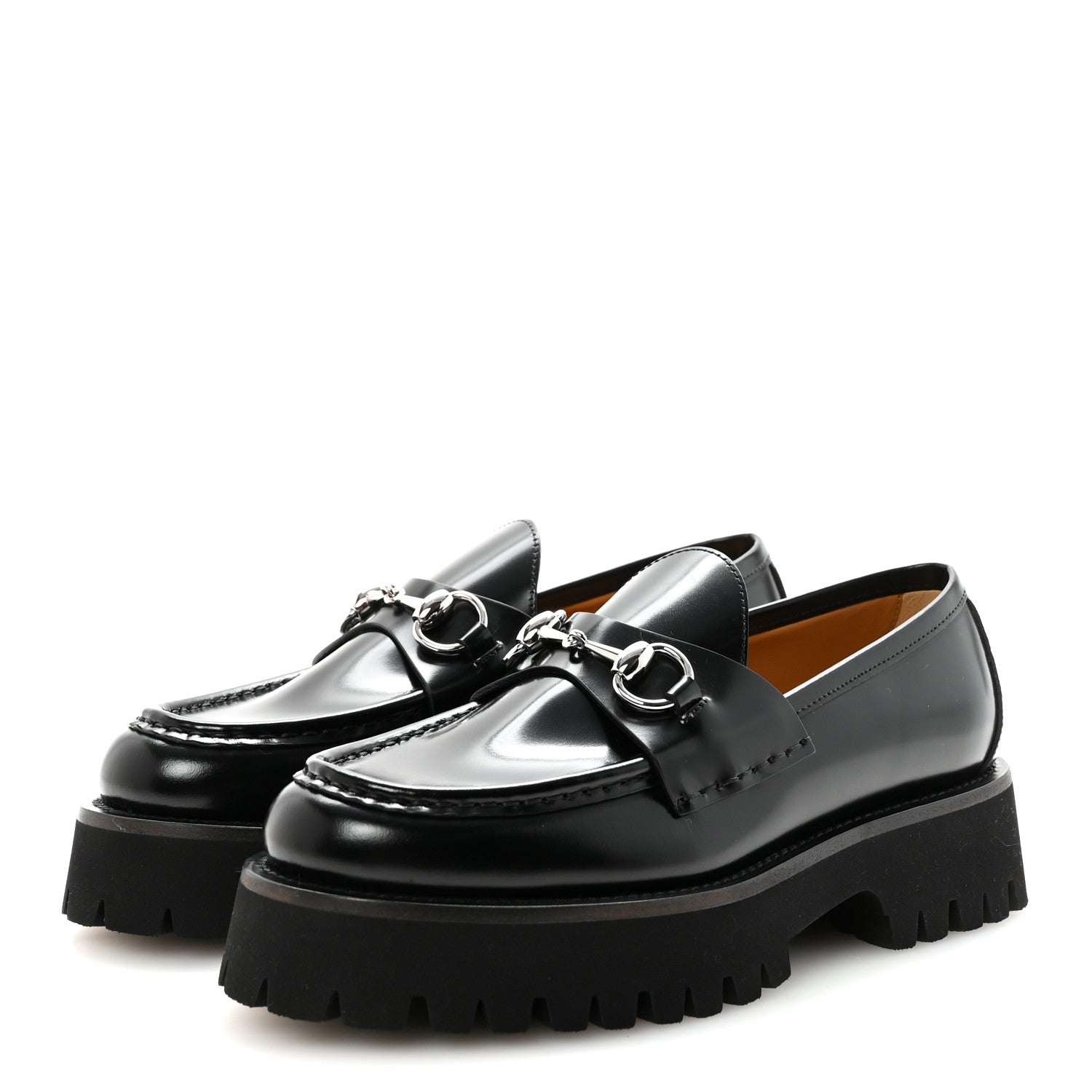 Gucci Cordovan Lux Womens Horsebit 45mm Platform Loafers 37 Black 4 of 10