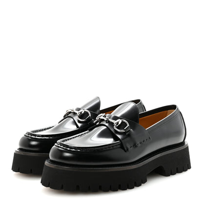 Gucci Cordovan Lux Womens Horsebit 45mm Platform Loafers 37 Black 4 of 10