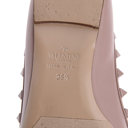 Valentino Garavani Calfskin Lacquered Monochrome Rockstud Ballerina Flats 36.5 Poudre 8 of 12