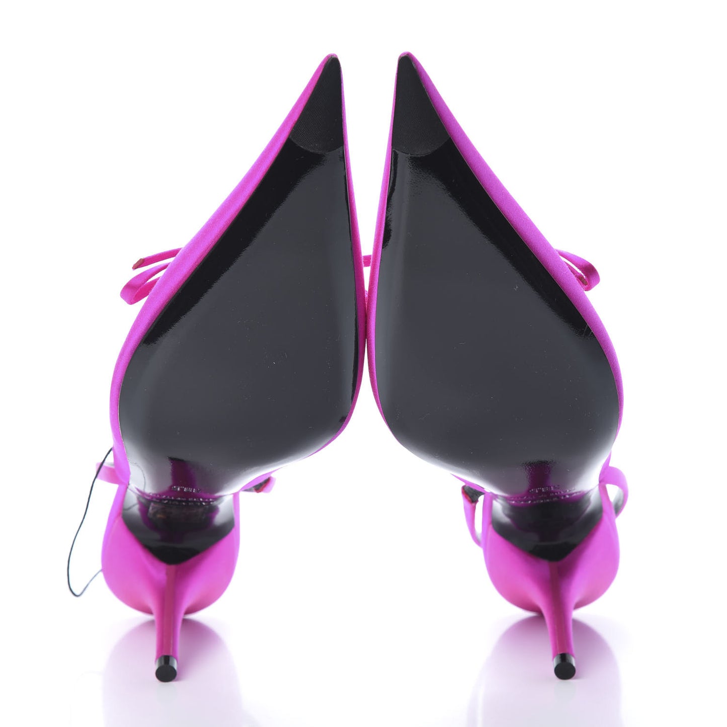 Satin Pointed Toe Knife Slingback Mules 38.5 Rose Fuchsia