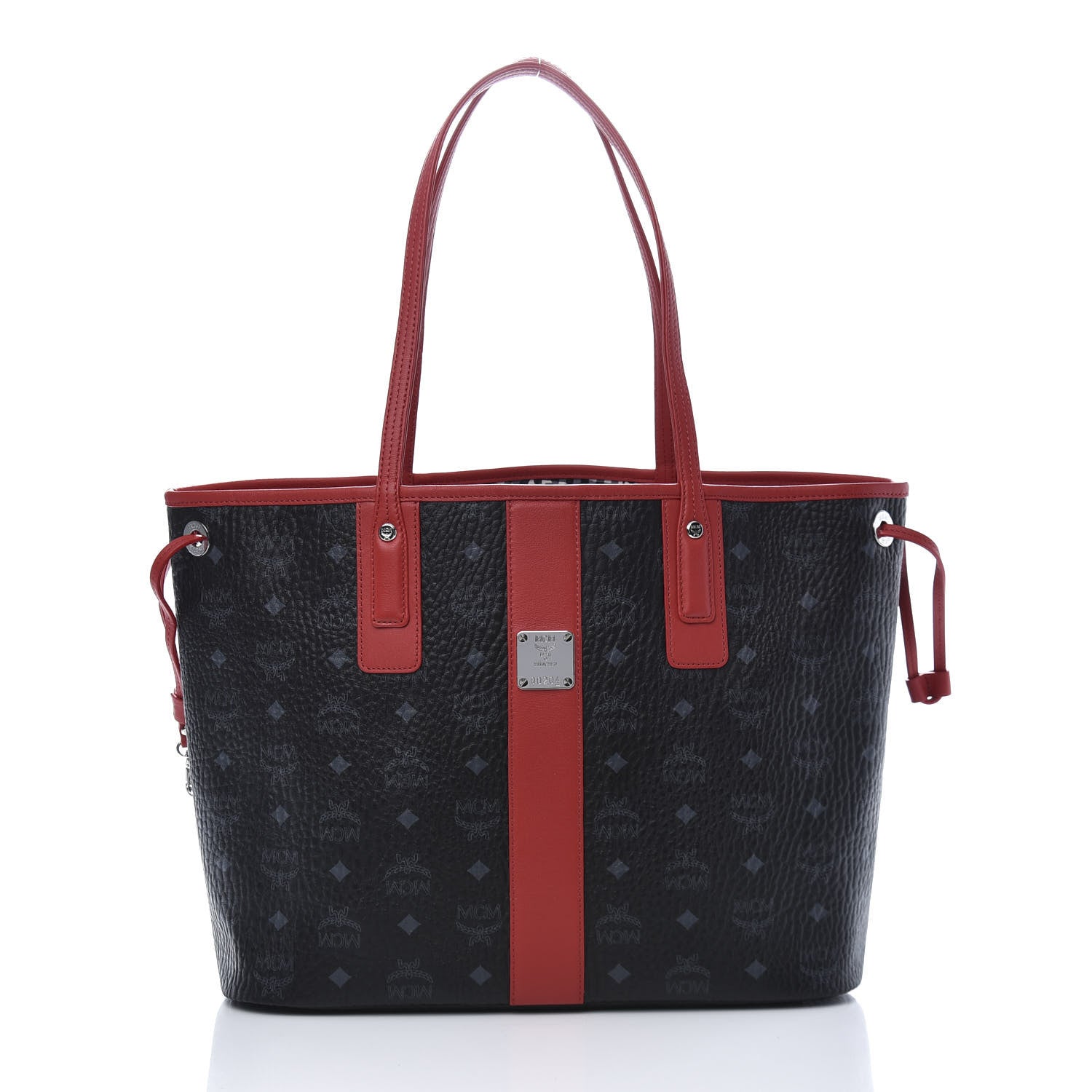 MCM Visetos Medium Liz Reversible Shopper Tote Black Red 3 of 19