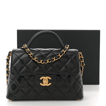 Chanel Lambskin Quilted Small Flap Top Handle Bag Black 13 of 13