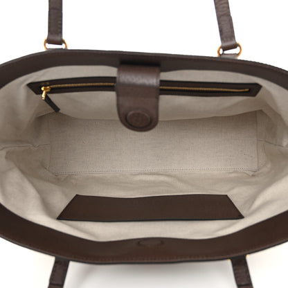 Gucci Monogram Jumbo GG Textured Dollar Calfskin Web Medium Ophidia Shopping Tote Camel Ebony 5 of 10