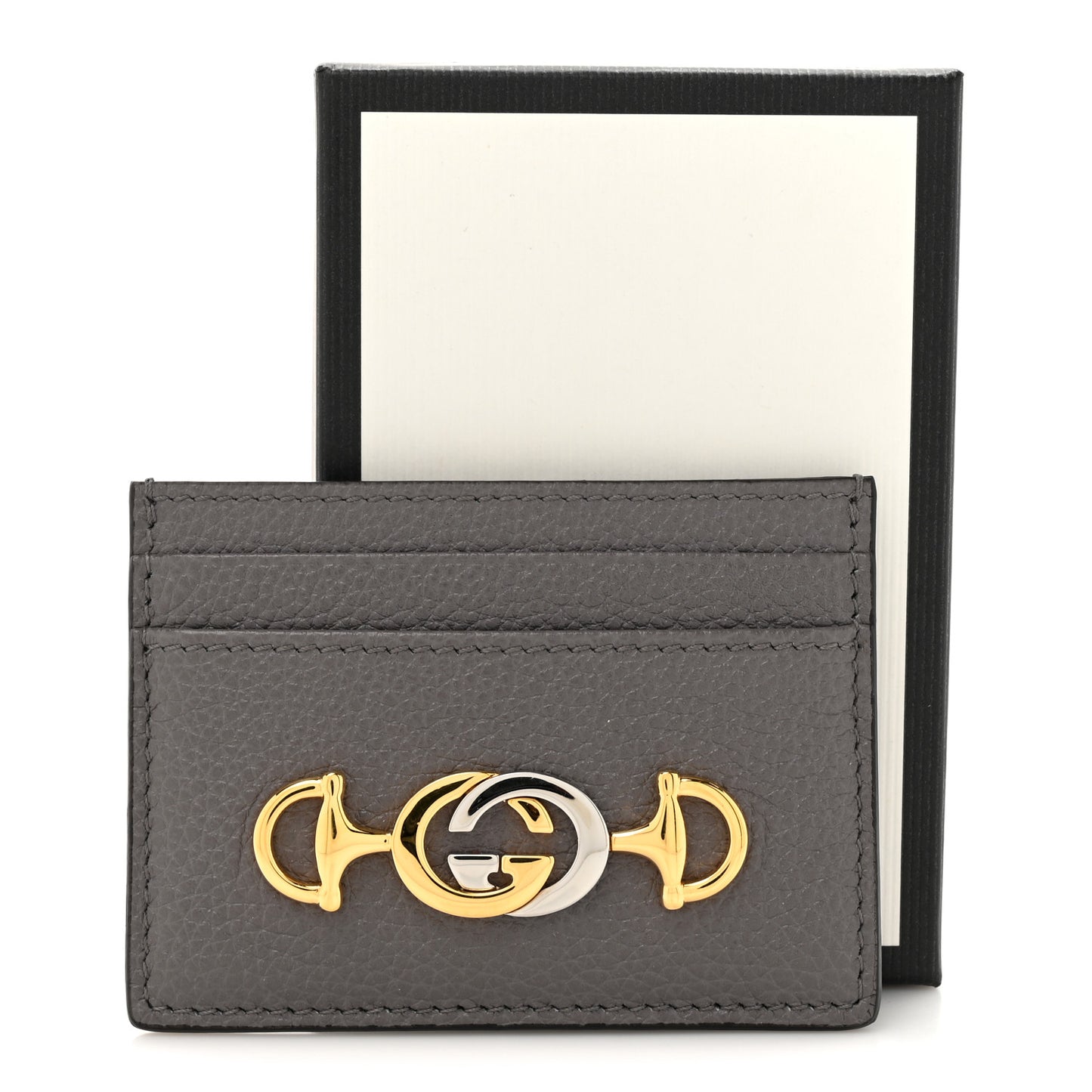 Grainy Calfskin Zumi Card Holder Dusty Grey
