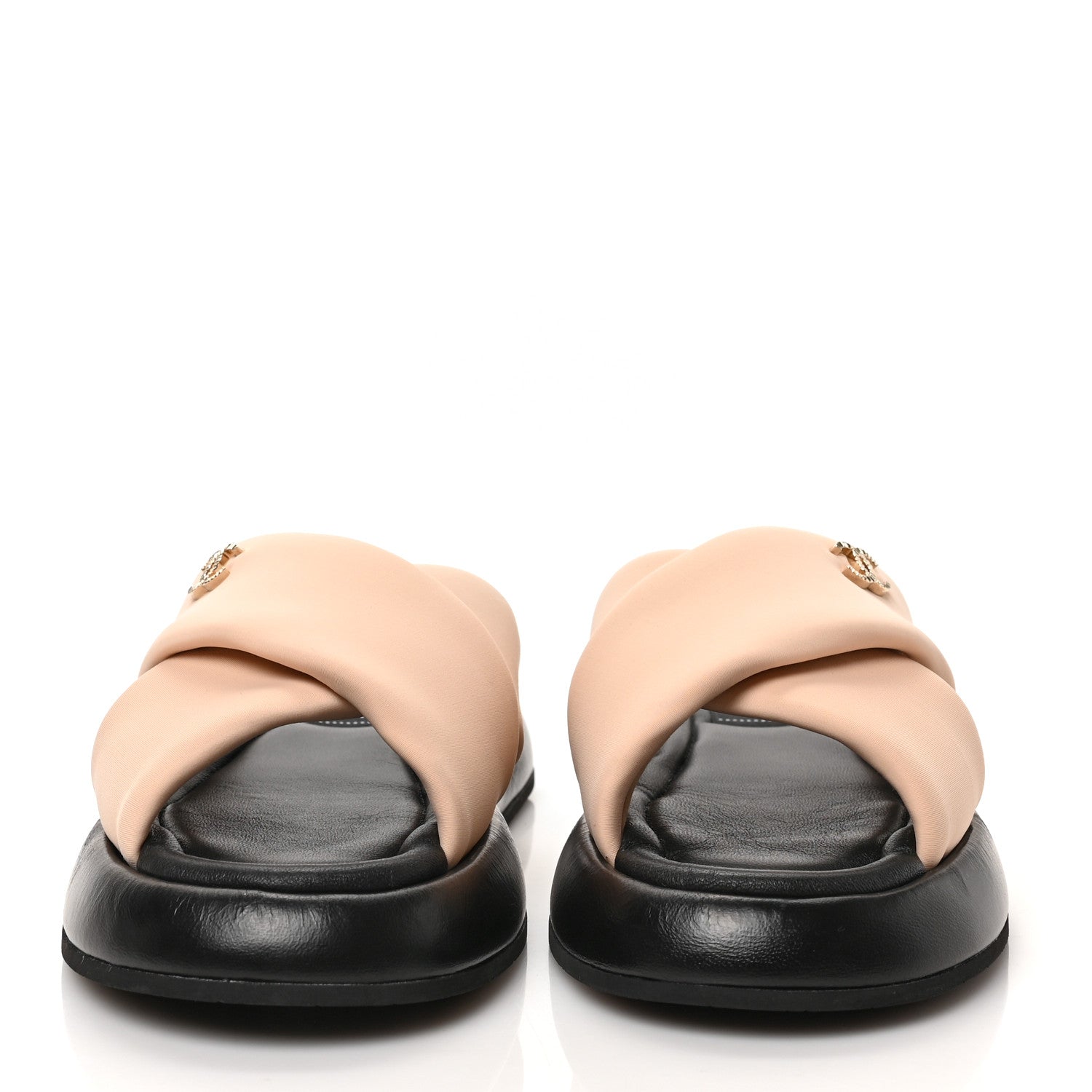 Chanel Fabric CC Mules Sandals 39 Light Beige 2 of 8
