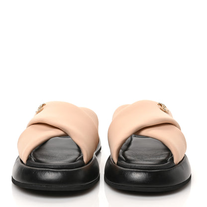 Chanel Fabric CC Mules Sandals 39 Light Beige 2 of 8