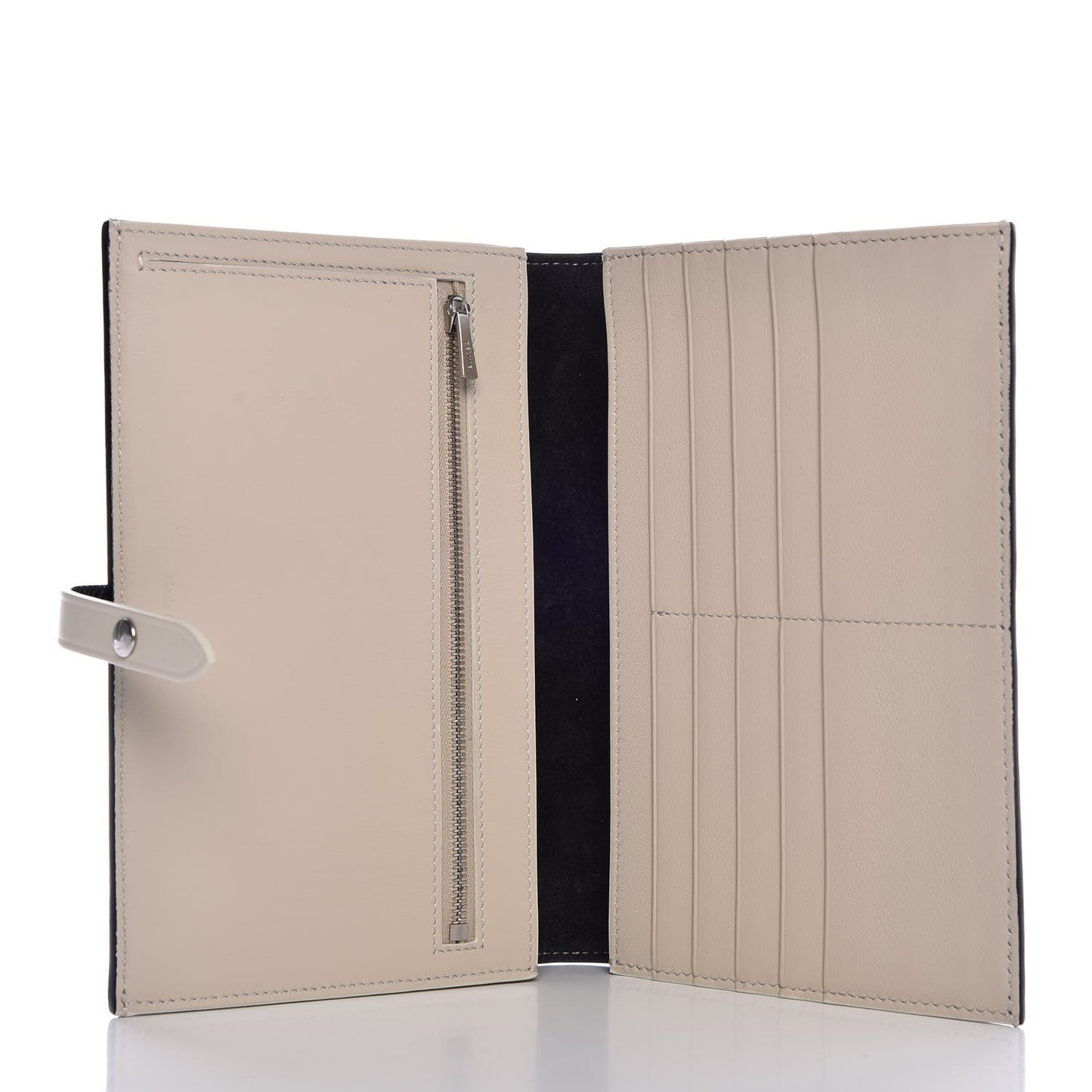 Grained Calfskin Large Multifunction Strap Wallet Black Chalk