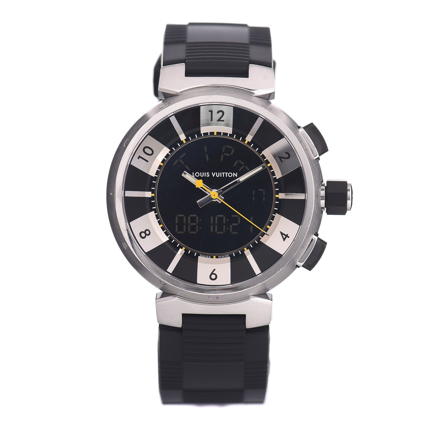 Stainless Steel Rubber 41mm Tambour GMT Automatic Watch Black