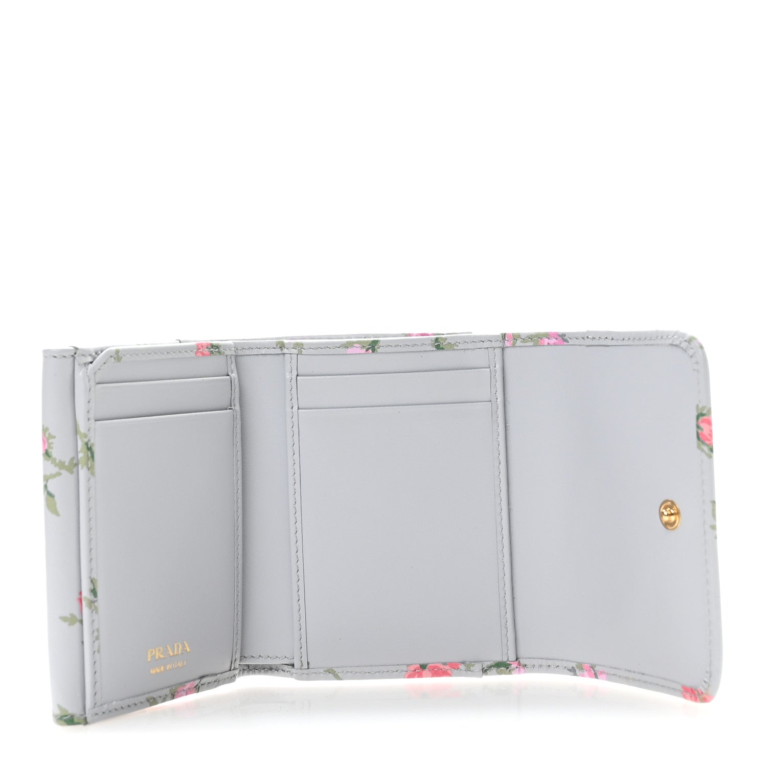 Prada Vitello Rose Metal Tri-Fold Compact Wallet Perla 5 of 8