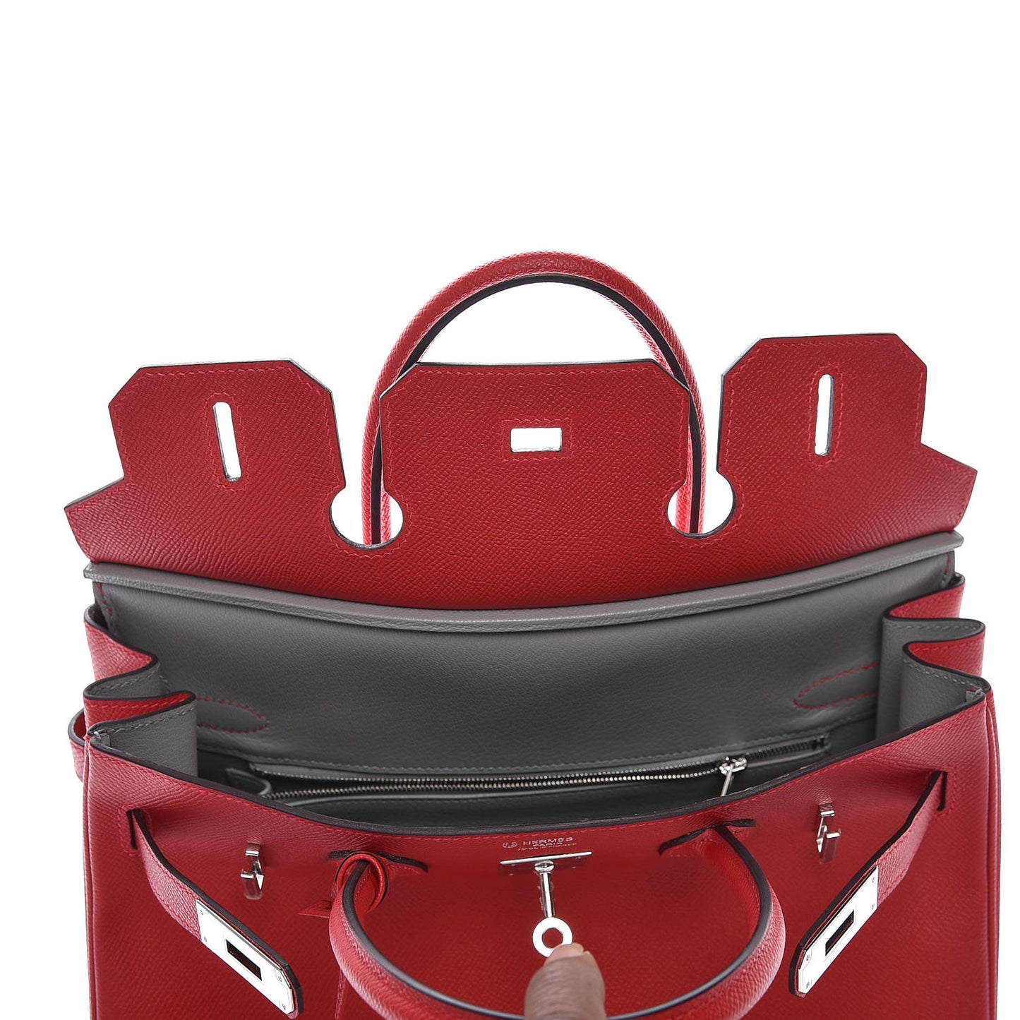 Epsom Horseshoe Birkin 30 Rouge Casaque Gris Mouette