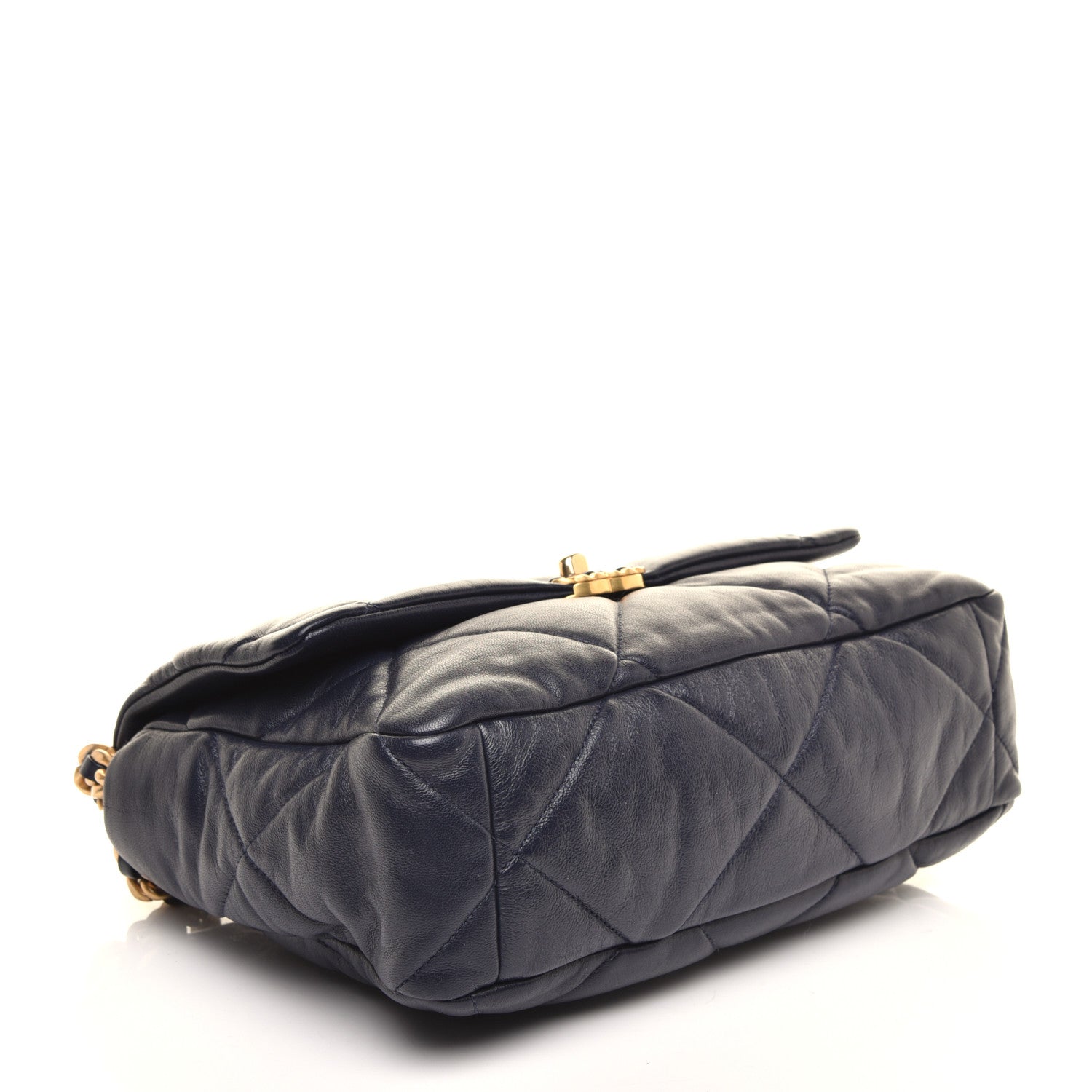 Chanel Goatskin Quilted Large Chanel 19 Flap Navy Blue 4 of 10