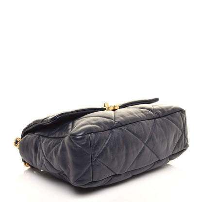 Chanel Goatskin Quilted Large Chanel 19 Flap Navy Blue 4 of 10