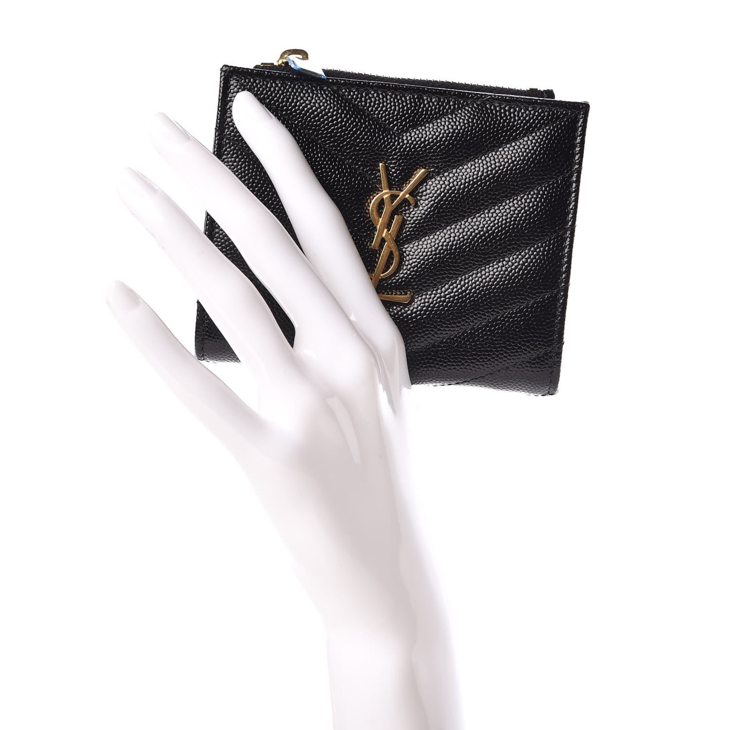 Grain De Poudre Matelasse Chevron Monogram Zipped Card Case Black