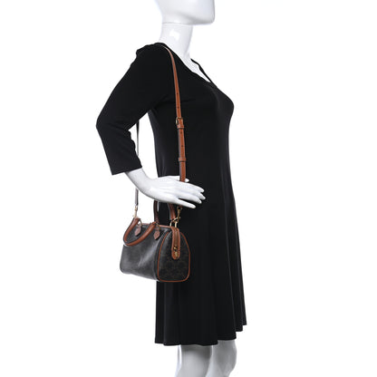 Celine Triomphe Canvas Calfskin Small Boston Bag Tan 2 of 11