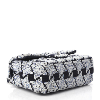 Chanel Tweed Quilted Mini Rectangular Flap Black White Light Blue 4 of 9