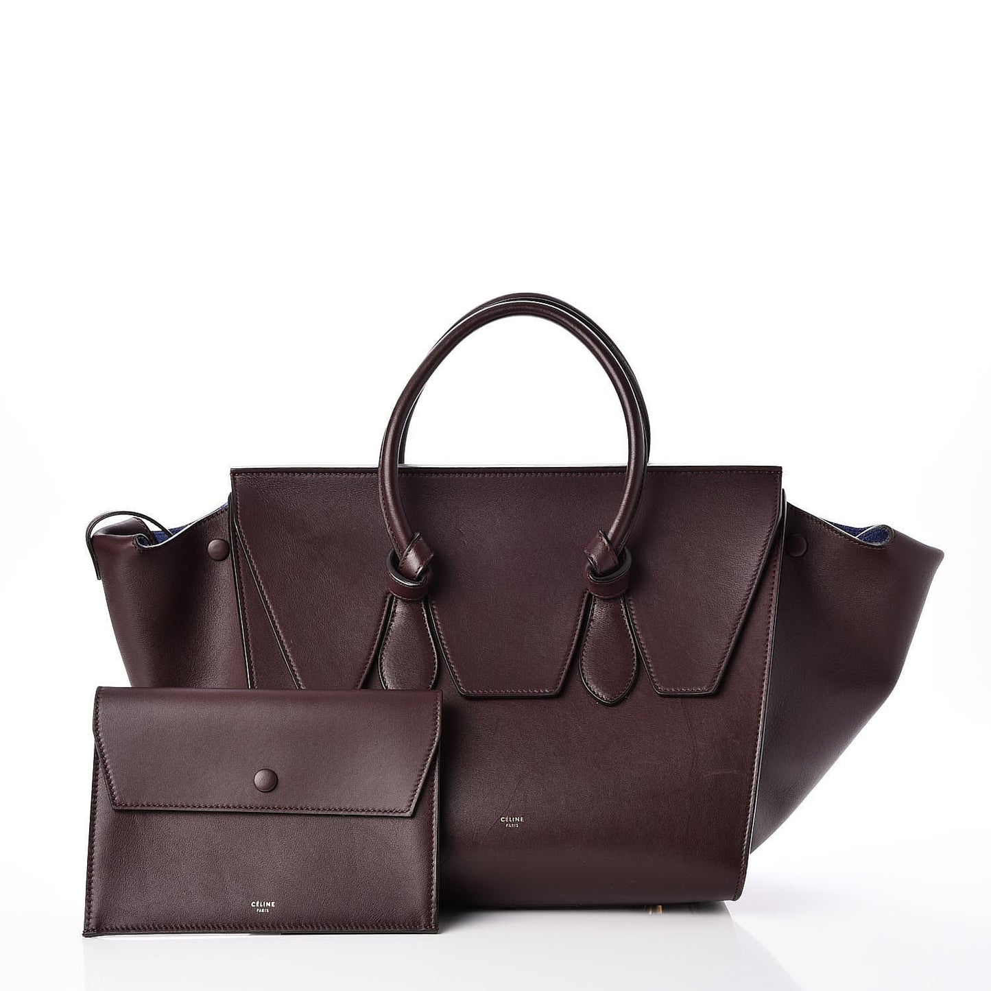 Smooth Calfskin Small Tie Knot Tote Burgundy