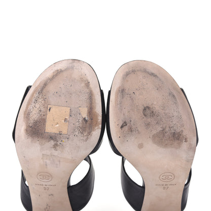 Chanel Lambskin Pearl Sandal Mules 37 Black 7 of 12