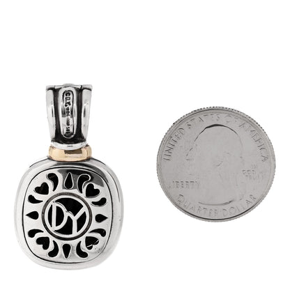 David Yurman Sterling Silver 14K Yellow Gold Black Onyx Albion Enhancer Pendant 2 of 3